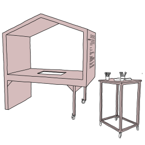 Skizze eines Ausstellungsstands